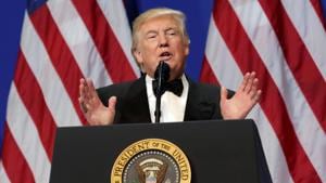 US President Donald Trump speaks at the Armed Services Ball in Washington.(Reuters Photo) US President Donald Trump speaks at the Armed Services Ball in Washington.(Reuters Photo)
