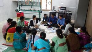 Harvard South Asia Institute team members with women weavers in Mandapeta, Andhra Pradesh. Harvard South Asia Institute team members with women weavers in Mandapeta, Andhra Pradesh.