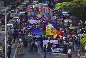 The QAM Mumbai Pride March at August Kranti Maidan on January 28, 2017(Arijit Sen/HT PHOTO) The QAM Mumbai Pride March at August Kranti Maidan on January 28, 2017(Arijit Sen/HT PHOTO)