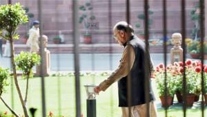 Finance minister Arun Jaitley leaves after an all-party meeting ahead of the budget session at Parliament House in New Delhi on Monday.(PTI) Finance minister Arun Jaitley leaves after an all-party meeting ahead of the budget session at Parliament House in New Delhi on Monday.(PTI)