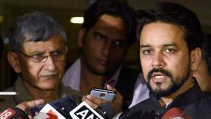Anurag Thakur (right) and Ajay Shirke were sacked as BCCI president and secretary by the Supreme Court.(PTI) Anurag Thakur (right) and Ajay Shirke were sacked as BCCI president and secretary by the Supreme Court.(PTI)