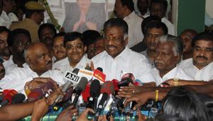 O Panneerselvam speaks to the media at his residence in Chennai on Wednesday.(HT Photo) O Panneerselvam speaks to the media at his residence in Chennai on Wednesday.(HT Photo)