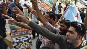 Widespread protests were held after the police slapped two sedition cases against JNU students and a professor last year.(HT FILE) Widespread protests were held after the police slapped two sedition cases against JNU students and a professor last year.(HT FILE)