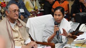 West Bengal CM Mamata Banerjee with finance minister Amit Mitra after the budget session at the assembly in Kolkata on Friday.(Subhankar Chakraborty/HT) West Bengal CM Mamata Banerjee with finance minister Amit Mitra after the budget session at the assembly in Kolkata on Friday.(Subhankar Chakraborty/HT)