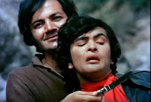 Actors Prem Chopra and Rishi Kapoor in a still from Bobby (1973).(YouTube grab)