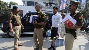 Police sealed the Sector 2 office of Webwork in Noida on Wednesday.(Sunil Ghosh/HT Photo) Police sealed the Sector 2 office of Webwork in Noida on Wednesday.(Sunil Ghosh/HT Photo)