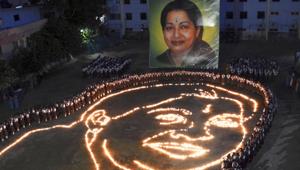 A candle-light ceremony by the students of Everwin school at Kolathur to honour former Tamil Nadu chief minister Jayalalithaa.(Vanne Srinivasulu/HT Photo) A candle-light ceremony by the students of Everwin school at Kolathur to honour former Tamil Nadu chief minister Jayalalithaa.(Vanne Srinivasulu/HT Photo)