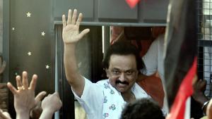 DMK the main opposition party in State Assembly and Working President MK Stalin was detained after staging a protest near Mahatma Gandhi statue in Radhakrishnan Salai in Chennai on Saturday.(PTI Photo) DMK the main opposition party in State Assembly and Working President MK Stalin was detained after staging a protest near Mahatma Gandhi statue in Radhakrishnan Salai in Chennai on Saturday.(PTI Photo)