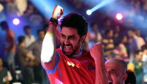 Actor Abhishek Bachchan owns the team Jaipur Pink Panthers in Pro Kabaddi League.(Santosh Hirlekar/PTI) Actor Abhishek Bachchan owns the team Jaipur Pink Panthers in Pro Kabaddi League.(Santosh Hirlekar/PTI)