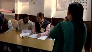 Voting underway at a polling booth in Allahabad on Thursday.(ANI/Twitter) Voting underway at a polling booth in Allahabad on Thursday.(ANI/Twitter)