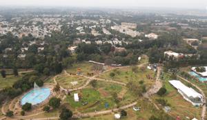 A view of Rose Garden, from a chopper during the annual fest.(HT File Photo) A view of Rose Garden, from a chopper during the annual fest.(HT File Photo)