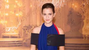 The dress Emma Watson is wearing is made from recycled polyester created from used plastic bottles. These are sourced, mechanically processed and spun into yarn in Italy. This process saves energy and has lower CO2 emissions than creating brand new polyester fibre. The armband was created in a carbon-neutral mill.(Stephane Cardinale) The dress Emma Watson is wearing is made from recycled polyester created from used plastic bottles. These are sourced, mechanically processed and spun into yarn in Italy. This process saves energy and has lower CO2 emissions than creating brand new polyester fibre. The armband was created in a carbon-neutral mill.(Stephane Cardinale)