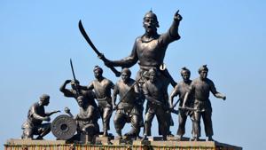 The statue of Lachit Borphukan on the Brahmaputra in Guwahati.(HT photo) The statue of Lachit Borphukan on the Brahmaputra in Guwahati.(HT photo)