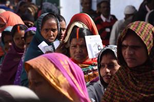 Voters line up to cast their votes at a polling station in Ayodhya. A total of 115 candidates, contesting the seventh and last phase of the Uttar Pradesh assembly elections, have criminal cases against them.(Arun Sharma/HT Photo) Voters line up to cast their votes at a polling station in Ayodhya. A total of 115 candidates, contesting the seventh and last phase of the Uttar Pradesh assembly elections, have criminal cases against them.(Arun Sharma/HT Photo)