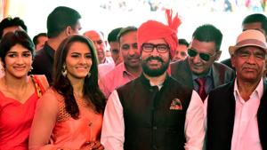 Aamir Khan at Geeta Phogat’s marriage at Balai village on November 20, 2016.(Yogen Shah) Aamir Khan at Geeta Phogat’s marriage at Balai village on November 20, 2016.(Yogen Shah)