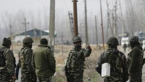 Security forces near the site of gun battle at Padgampora, 43 Kilometers , south of in Srinagar, Jammu and Kashmir on Thursday, March. 9, 2017.(AP) Security forces near the site of gun battle at Padgampora, 43 Kilometers , south of in Srinagar, Jammu and Kashmir on Thursday, March. 9, 2017.(AP)