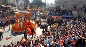 Crowd swell at Prime Minister Narendra Modi's roadshow in Ramnagar, Varanasi.(PTI File) Crowd swell at Prime Minister Narendra Modi's roadshow in Ramnagar, Varanasi.(PTI File)