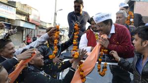 Aam Admi Party chief Arvind Kejriwal at a road show ahead of the February 4 Punjab assembly elections in Jalandhar.(AFP file photo) Aam Admi Party chief Arvind Kejriwal at a road show ahead of the February 4 Punjab assembly elections in Jalandhar.(AFP file photo)