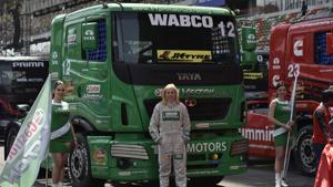 Truck driver Stephanie Halm from Germany at the T1 Prima Truck Racing Championship at Buddh International Circuit in Greater Noida. Wabco provided braking solutions for the Prima trucks at the race.(Virendra Singh Gosain/HT Photo) Truck driver Stephanie Halm from Germany at the T1 Prima Truck Racing Championship at Buddh International Circuit in Greater Noida. Wabco provided braking solutions for the Prima trucks at the race.(Virendra Singh Gosain/HT Photo)