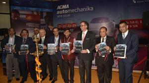 Industry leaders unveiling a report titled ‘The Indian Automotive Aftermarket Study’ by ACMA, at the third edition of ACMA Automechanika New Delhi, on Tuesday.(Handout Photo) Industry leaders unveiling a report titled ‘The Indian Automotive Aftermarket Study’ by ACMA, at the third edition of ACMA Automechanika New Delhi, on Tuesday.(Handout Photo)
