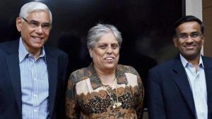 Vinod Rai (L), Diana Edulji (centre), Vikram Limaye (R) and Ramachandra Guha (not in picture) had been appointed by the Supreme Court in the four-member Committee of Administrators earlier this year.(PTI) Vinod Rai (L), Diana Edulji (centre), Vikram Limaye (R) and Ramachandra Guha (not in picture) had been appointed by the Supreme Court in the four-member Committee of Administrators earlier this year.(PTI)