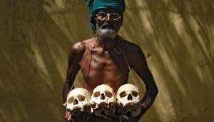 Palanichamy, a farmer from Tamil Nadu holds the sculls which he is using for symbolic protest. He claims the skulls belong to farmers who committed suicide back home.(Ravi Choudhary/HT PHOTO) Palanichamy, a farmer from Tamil Nadu holds the sculls which he is using for symbolic protest. He claims the skulls belong to farmers who committed suicide back home.(Ravi Choudhary/HT PHOTO)