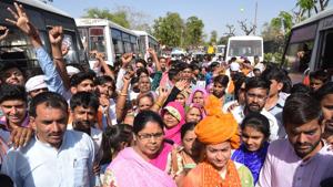 The Rajasthan excise department has set higher revenue target but protests against liquor shops continue in the state.(HT Photo) The Rajasthan excise department has set higher revenue target but protests against liquor shops continue in the state.(HT Photo)