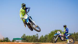 TVS Racing riders train for the 2017 India Baja Dakar Challenge rally at the team’s test track in Anekal, near Bengaluru. The team would be hoping their riders -- Indians R Nataraj, KP Aravind, Abdul Wahid Tanveer and France’s Adrien Metge corner the glory at the Baja to be held around Jaisalmer, Rajasthan, from April 7-9. However, Portugal’s Joaquim Rodrigues a.k.a “J-Rod”, who leads the Hero Motosports Team’s challenge in the absence of the injured CS Santosh, will have other ideas.(TVS Racing) TVS Racing riders train for the 2017 India Baja Dakar Challenge rally at the team’s test track in Anekal, near Bengaluru. The team would be hoping their riders -- Indians R Nataraj, KP Aravind, Abdul Wahid Tanveer and France’s Adrien Metge corner the glory at the Baja to be held around Jaisalmer, Rajasthan, from April 7-9. However, Portugal’s Joaquim Rodrigues a.k.a “J-Rod”, who leads the Hero Motosports Team’s challenge in the absence of the injured CS Santosh, will have other ideas.(TVS Racing)