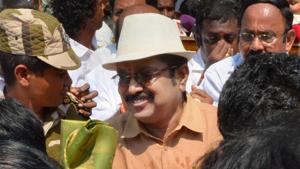 TTV Dinakaran after filing his nomination papers for RK Nagar Assembly seat in Thondayarpettu, Chennai. Dinakaran, the nephew of jailed J Jayalalithaa-aide Sasikala, is a powerful person in Tamil Nadu as her aunt’s faction of the AIADMK is in power now(PTI) TTV Dinakaran after filing his nomination papers for RK Nagar Assembly seat in Thondayarpettu, Chennai. Dinakaran, the nephew of jailed J Jayalalithaa-aide Sasikala, is a powerful person in Tamil Nadu as her aunt’s faction of the AIADMK is in power now(PTI)