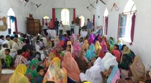 People inside the church on Friday. Eleven US nationals were also present in the church.(HT Photo) People inside the church on Friday. Eleven US nationals were also present in the church.(HT Photo)