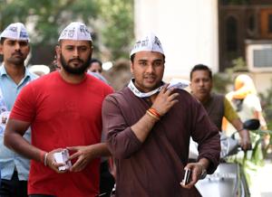 AAP candidate Abhinav Mishra during his election campaign in Rohini Sector 15. Several candidates in the April 23 municipal elections are under 25 years of age.(Ravi Choudhary/HT Photo) AAP candidate Abhinav Mishra during his election campaign in Rohini Sector 15. Several candidates in the April 23 municipal elections are under 25 years of age.(Ravi Choudhary/HT Photo)