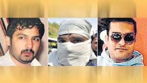 From left, Vikas Gulia, alias Vikas Langarpuria; Nafe Singh, alias Mantri; and Ravinder, alias Bholu. From left, Vikas Gulia, alias Vikas Langarpuria; Nafe Singh, alias Mantri; and Ravinder, alias Bholu.