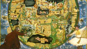 Gulammohammed Sheikh, The Mappamundi Suite 7, digital collage, gouache on inkjet(Photo courtesy: The Guild Collection) Gulammohammed Sheikh, The Mappamundi Suite 7, digital collage, gouache on inkjet(Photo courtesy: The Guild Collection)