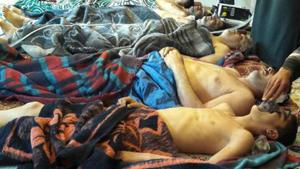 Victims of the suspected chemical weapons attack lie on the ground in Khan Sheikhoun, in the northern province of Idlib, Syria.(AP Photo) Victims of the suspected chemical weapons attack lie on the ground in Khan Sheikhoun, in the northern province of Idlib, Syria.(AP Photo)