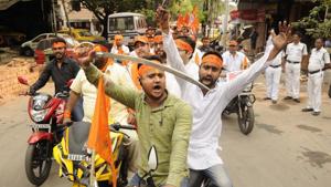 Hindu organisations took out processions on the occasion of Ram Navami in Kolkata.(Samir Jana) Hindu organisations took out processions on the occasion of Ram Navami in Kolkata.(Samir Jana)