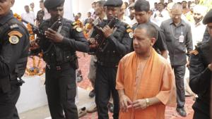UP chief minister Yogi Adityanath arrives to pay tribute to Dr Baba Saheb Ambedkar on his 126 the birth anniversary at Ambedkar Mahasabha in Lucknow, on April 14, 2017.(Ashok Dutta/HT Photo) UP chief minister Yogi Adityanath arrives to pay tribute to Dr Baba Saheb Ambedkar on his 126 the birth anniversary at Ambedkar Mahasabha in Lucknow, on April 14, 2017.(Ashok Dutta/HT Photo)