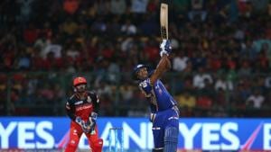 Kieron Pollard’s 70-run knock off just 47 balls overshadowed Samuel Badree’s hattrick as Mumbai Indians beat Royal Challengers Bangalore by four wickets in match 12 of 2017 Indian Premier League at the M Chinnaswamy Stadium. Get full cricket score of Royal Challengers Bangalore vs Mumbai Indians here Kieron Pollard’s 70-run knock off just 47 balls overshadowed Samuel Badree’s hattrick as Mumbai Indians beat Royal Challengers Bangalore by four wickets in match 12 of 2017 Indian Premier League at the M Chinnaswamy Stadium. Get full cricket score of Royal Challengers Bangalore vs Mumbai Indians here