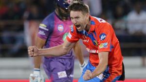 Andrew Tye’s hattrick helped Gujarat Lions beat Rising Pune Supergiant by seven wickets to register their first win in 2017 Indian Premier League.(BCCI) Andrew Tye’s hattrick helped Gujarat Lions beat Rising Pune Supergiant by seven wickets to register their first win in 2017 Indian Premier League.(BCCI)
