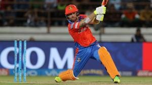 Brendon McCullum enroute to his half-century for Gujarat Lions in a 2017 Indian Premier League match against Royal Challengers Bangalore.(BCCI) Brendon McCullum enroute to his half-century for Gujarat Lions in a 2017 Indian Premier League match against Royal Challengers Bangalore.(BCCI)