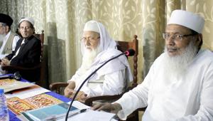 Maulana Wali Rahmani (Gen Sec AIMPLB) with Maulana Rabey Hasani Nadvi, (President AIMPLB) and Maulana Kalbe Sadiq ( Vice President AIMPLB) during the All India Muslim personal Law board meeting on the triple talaq issue at Darul Uloom Nadvatul Ulema (Nadva College) in Lucknow on April 15.(PTI) Maulana Wali Rahmani (Gen Sec AIMPLB) with Maulana Rabey Hasani Nadvi, (President AIMPLB) and Maulana Kalbe Sadiq ( Vice President AIMPLB) during the All India Muslim personal Law board meeting on the triple talaq issue at Darul Uloom Nadvatul Ulema (Nadva College) in Lucknow on April 15.(PTI)