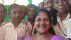 A smiling Annapurna Mohan takes a selfie with her students at Kandhadu in Villupuram, Tamil Nadu.(File photo/ Facebook) A smiling Annapurna Mohan takes a selfie with her students at Kandhadu in Villupuram, Tamil Nadu.(File photo/ Facebook)