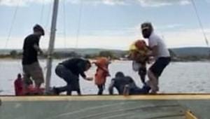 James Beattie (second from left), former England striker, rescued two children from a yacht, which was in danger of being crushed by a ferry.(DailyMail) James Beattie (second from left), former England striker, rescued two children from a yacht, which was in danger of being crushed by a ferry.(DailyMail)