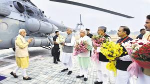 Prime Minister Narendra Modi was the chief guest at the function held on November 1 to celebrate Haryana’s golden jubilee year. He had come to the city in a chopper that had landed in Leisure Valley ground.(Haryana DPR/HT Photo) Prime Minister Narendra Modi was the chief guest at the function held on November 1 to celebrate Haryana’s golden jubilee year. He had come to the city in a chopper that had landed in Leisure Valley ground.(Haryana DPR/HT Photo)