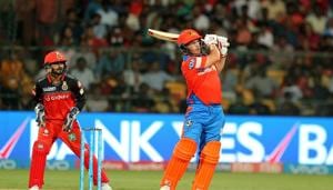 Aaron Finch hits a six during match 31 of 2017 Indian Premier League between Royal Challengers Bangalore and Gujarat Lions at the M.Chinnaswamy Stadium. Get full cricket score of RCB vs GL here(BCCI) Aaron Finch hits a six during match 31 of 2017 Indian Premier League between Royal Challengers Bangalore and Gujarat Lions at the M.Chinnaswamy Stadium. Get full cricket score of RCB vs GL here(BCCI)
