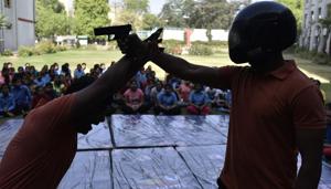 Almost 30 victims of sexual abuse were invited by the Delhi Police to join a self-defence training in south Delhi. 12 of these women accepted the invitation and are now being trained at a 15-day camp.(Burhaan Kinu/HT PHOTO) Almost 30 victims of sexual abuse were invited by the Delhi Police to join a self-defence training in south Delhi. 12 of these women accepted the invitation and are now being trained at a 15-day camp.(Burhaan Kinu/HT PHOTO)