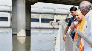 Uttar Pradesh chief minister Yogi Adityanath during an inspection of Gomti Riverfront in Lucknow.(PTI) Uttar Pradesh chief minister Yogi Adityanath during an inspection of Gomti Riverfront in Lucknow.(PTI)