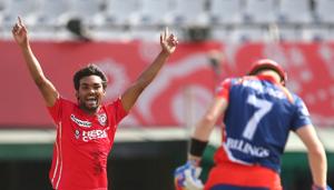Sandeep Sharma’s 4/20 helped Kings XI Punjab beat Delhi Daredevils by 10 wickets in a 2017 Indian Premier League game at Mohali on Sunday evening.(BCCI) Sandeep Sharma’s 4/20 helped Kings XI Punjab beat Delhi Daredevils by 10 wickets in a 2017 Indian Premier League game at Mohali on Sunday evening.(BCCI)