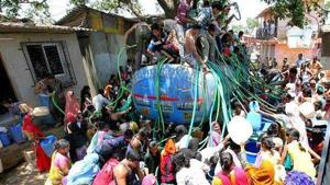 With water scarce following successive failed monsoons, tankers carrying water are racing across the state’s interiors and those running the trade, commonly called the tanker mafia, are said to be making a killing.(PTI Representative Photo) With water scarce following successive failed monsoons, tankers carrying water are racing across the state’s interiors and those running the trade, commonly called the tanker mafia, are said to be making a killing.(PTI Representative Photo)
