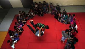 Mumbai, India,Sept. 26_ Free self-defence camp for girls and women in Tolani college, at Andheri, in Mumbai, India, on Thursday, Sept. 26, 2013. (Photo by Vidya Subramanian / Hindustan Times)(Hindustan Times) Mumbai, India,Sept. 26_ Free self-defence camp for girls and women in Tolani college, at Andheri, in Mumbai, India, on Thursday, Sept. 26, 2013. (Photo by Vidya Subramanian / Hindustan Times)(Hindustan Times)