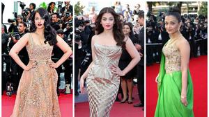 Aishwarya Rai’s Cannes journey in the last 15 years.(Hindustan Times) Aishwarya Rai’s Cannes journey in the last 15 years.(Hindustan Times)